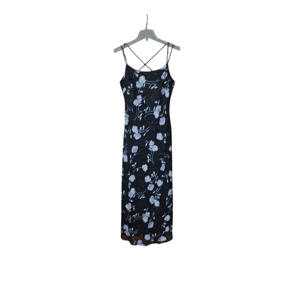 Vintage Steppin Out Floral Strappy Slinky Slip Dress Maxi 90s Y2k Women Medium